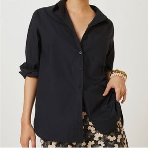 Anthropologie Pilcro Black Oxford Button down cotton Shirt  size L